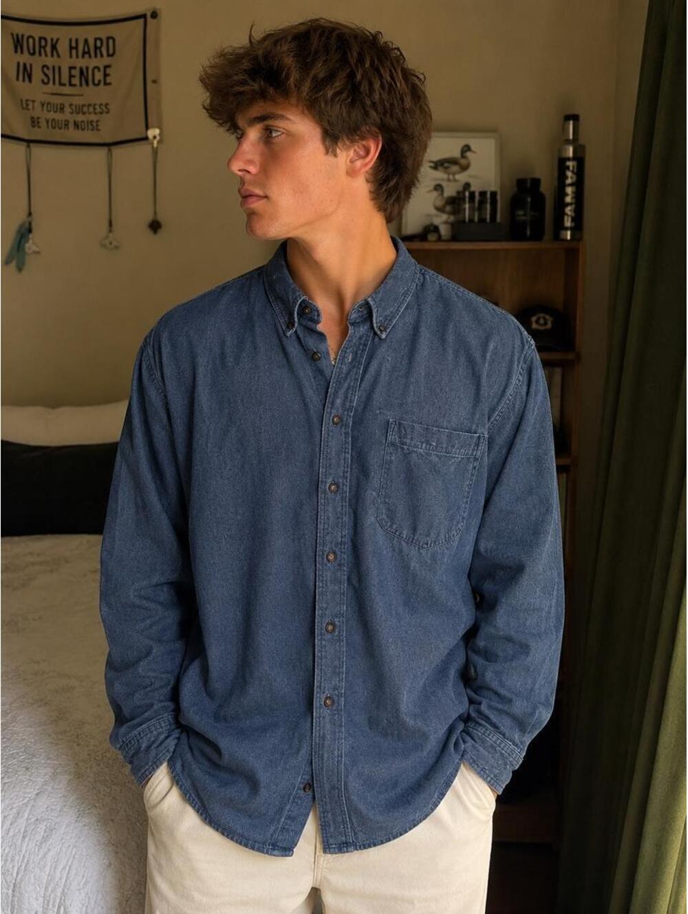 Men's Blue and Navy Shirt